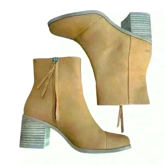Women's TOMS® Evelyn Zip Boots Size 9.5 Low Calf   Zip Boot in Tan NWOB - Picture 9 of 10